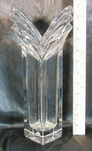 Mikasa Vintage Glass Art Deco Pattern Lead Crystal Vase 11 3/4 " Germany