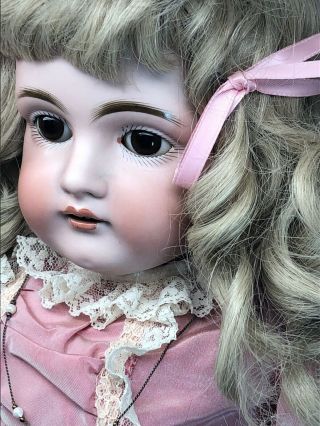 23.  5” Antique Kestner Bisque Doll Germany 154 Kid Body Blonde Adorable M