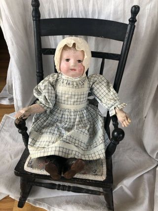 Antique Martha Chase Girl Doll Oil Cloth Magnificent Ooak