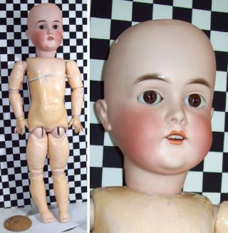 29 " Antique German Queen Louise Bisque Head Doll By Armand Marseille No Cracks