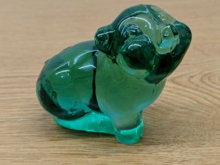 Vintage Fenton Spruce Green Glass Pig Piggy Figurine