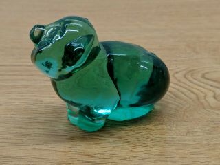 Vintage Fenton Spruce Green Glass Pig Piggy Figurine 3