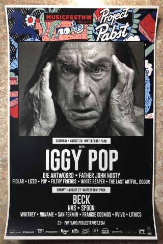 Iggy Pop,  Nas,  Spoon,  Beck 2017 Concert Poster Flyer 11x17
