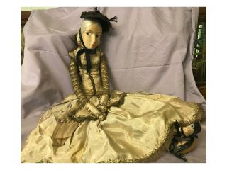Antique Boudoir Doll Cloth Face Dress