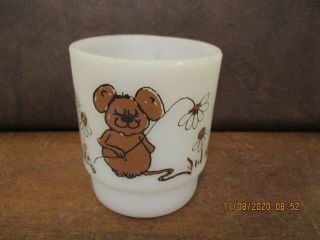 Vintage Fire King Hildi Brown Mouse Mug Stackable Milk Glass Cup Shape