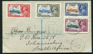 1935 Silver Jubilee St Christopher & Nevis Set On A Reg.  Cover To S Africa