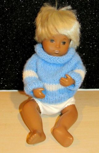 Vintage Sasha Boy Baby Doll W/platinum Blond Hair 12 " Anatomically Correct Euc