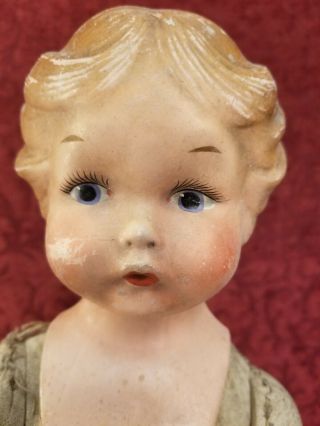 Antique Jointed Shoulder Head Composition/cloth Doll Molded Hair Painted Eye 15 "