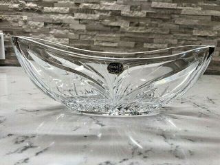 Vintage Bohemian Crystal Intricate Cut Glass Boat Fruit Candy