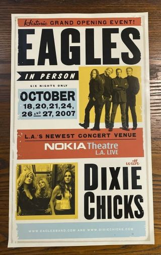Eagles & Dixie Chicks Poster 2007 Grand Opening Concerts Nokia Theatre La Cali