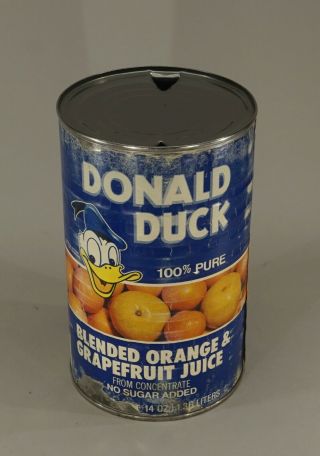 Rare Vintage Walt Disney Donald Duck Orange Grapefruit Juice 7 " Can