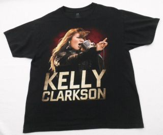 Kelly Clarkson Tour 2012 Black T Shirt Size Large L 100 Cotton Crewneck