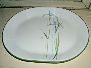 Corning Corelle Shadow Iris Oval Serving Platter 10 " X 12 " Purple Green Rim