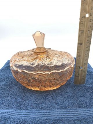Vintage Light Pink Depression Glass Candy Dish With Lid
