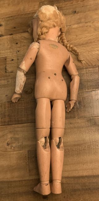Vintage Schoenhut 21” Wood Girl Doll 2