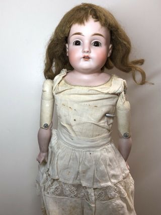 19” Antique Kestner Bisque Doll Germany 154 Leather Body Mohair Wig Sweet Sf