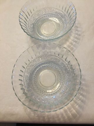 Set Of 2 Vintage Cut Glass Small Serving Bowls Euc