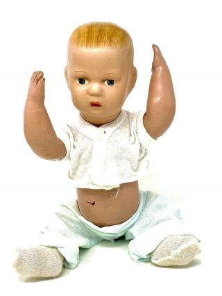 Antique Schoenhut Wood Doll 13.  5 " Pouty Character Boy Toddler