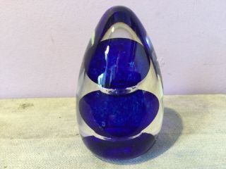 Vintage Wedgwood Art Glass Cone Paperweight Cobalt Blue Topiary Part Label 1970s