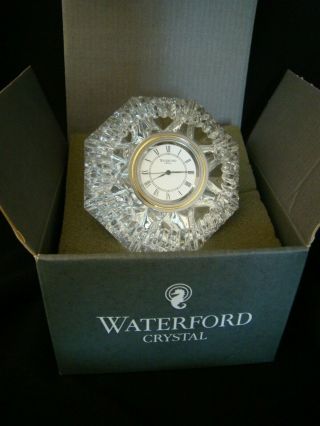 Waterford Crystal " Lismore " Octagonal Desk Clock 3.  25 " Battery