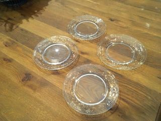 Vintage Set (4) Clear Cut Crystal Glass 7 1/2” Salad Plates