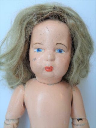 13 " Antique 1910 - 1920 Schoenhut Wood Character Doll Girl With Human Hair Wig