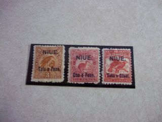 Niue Cook Islands Stamps Sg 13,  14,  16 Scott 10,  11,  13a Og Hinged