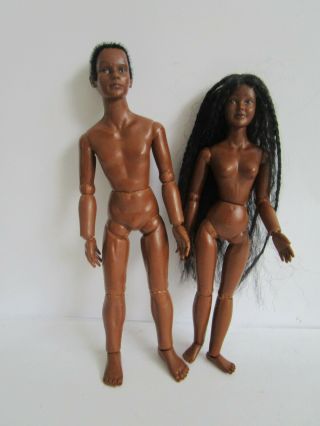 1:12 Scale Heidi Ott Dark Skin Doll Couple - 5.  5 And 6 Inch Ball Jointed Dolls