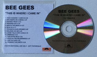 Bee Gees This Is Where I Came In 2001 Uk Promo 14 Track Cd