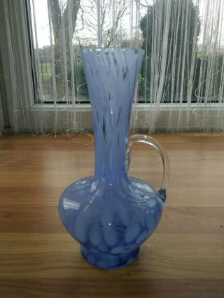Vintage Blue Turquoise Art Glass Vase/jug