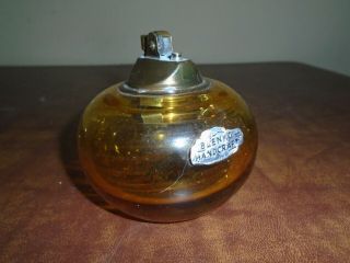 Vintage Blenko Glass Table Lighter Mcm Amber