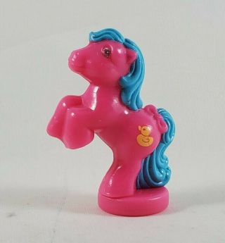 Vintage Hasbro My Little Pony Petite Ponies Pink Blue Hair Rubber Duck