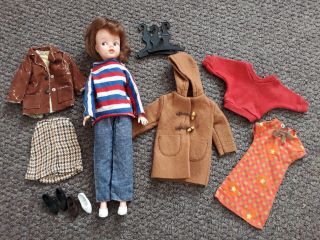 Vintage Sindy Doll Weekenders Made In England From 1965 Auburn Hair And Clothes