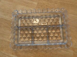 Vintage Fostoria American Rectangle 4 Part Divided Relish Tray Clear Glass