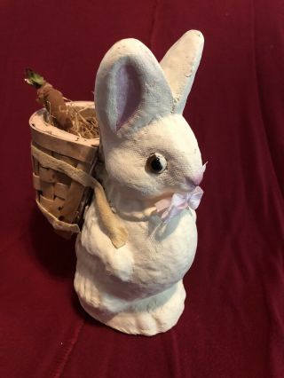 Sweet Paper Mache Rabbit Glass Eyes Candy Container