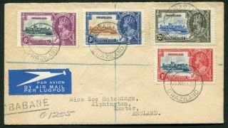 1935 Silver Jubilee Swaziland Set On A Registered Air Cover To England