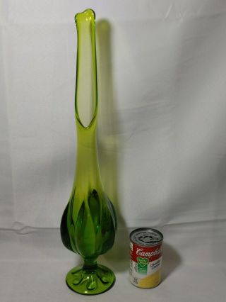 Viking Art Glass 6 Petal Green Swung Vase 21 "