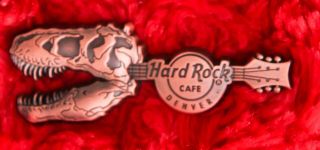 Hard Rock Cafe Pin Denver 3d Dinosaur Skull Tyrannosaurus Rex Skeleton Hat Lapel