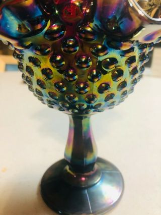 Vintage Fenton Hobnail Amethyst Carnival Glass Ruffle top Vase 2