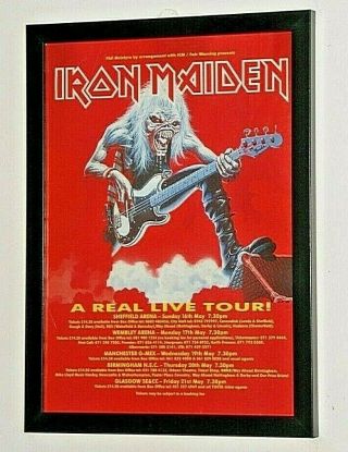 Iron Maiden Framed A4 Rare 1993 `real Live Tour` Concert Band Poster