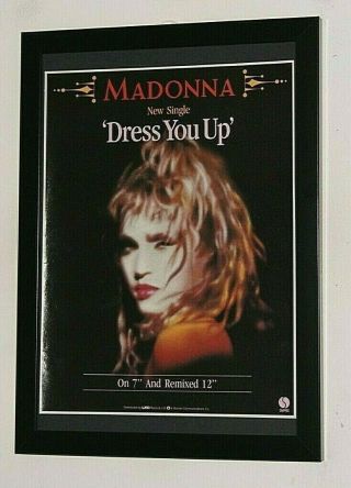 Madonna Framed A4 1985 Dress You Up Single Band Promo Rare Art Poster