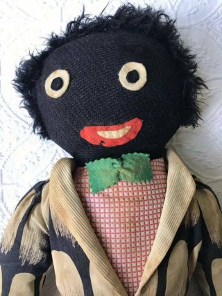 Antique Cloth Hand Made Male Rag Doll Black African - American