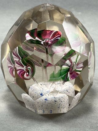 Antique Bohemian Czech Faceted Art Glass Paperweight