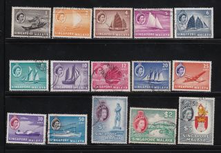 Singapore Malaya Sc.  28 - 42 Stamps Set Fine 1955