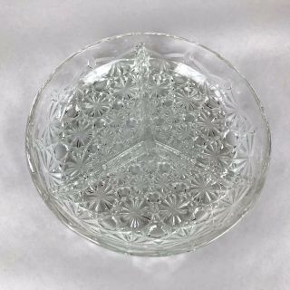 Vintage Pressed Glass Relish Dish Divided Tray Daisy Button Pattern