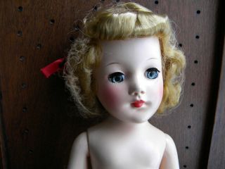 Vintage Hard Plastic Doll 14 " Blonde Marked Made In Usa Circa 1950 