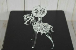 Vintage Hand Blown Spun Glass Sculpture Men Figurine Riding Horse