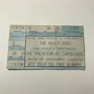The Beach Boys With The Everly Brothers Concert Ticket Stub Vintage 1991