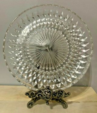 Vintage Pressed Glass Relish Dish Round Divided 3 - Way Trinket Tray