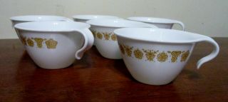 Set Of 6 Corelle Butterfly Gold Hook Handled Coffee Cups